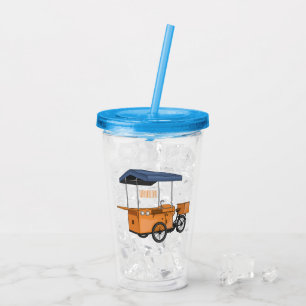 Vaso Acrílico Ilustracion de carrito de comida para bicicletas p