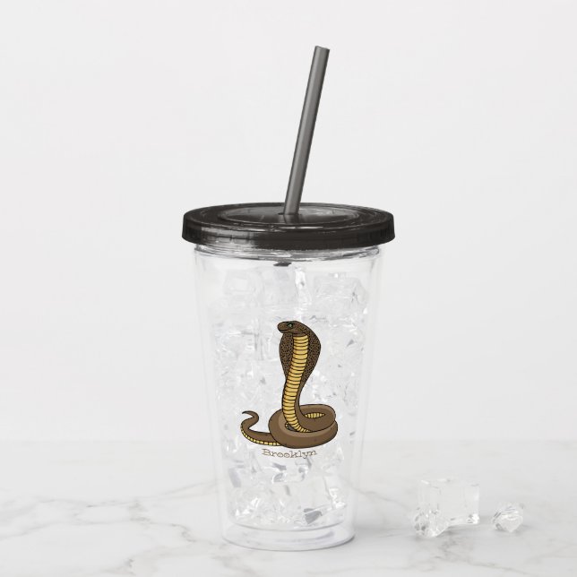 Vaso Acrílico Ilustracion de cobra marrón (Reverso (hielo))