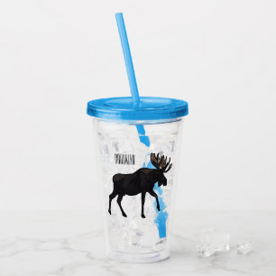 Vaso Acrílico Ilustración de dibujos animados de alce