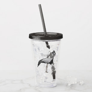 Vaso Acrílico Ilustración de dibujos animados de ave grulla donc