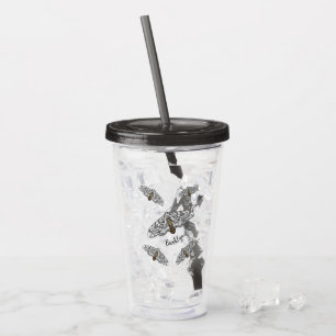 Vaso Acrílico ilustración de dibujos animados de la polilla leop