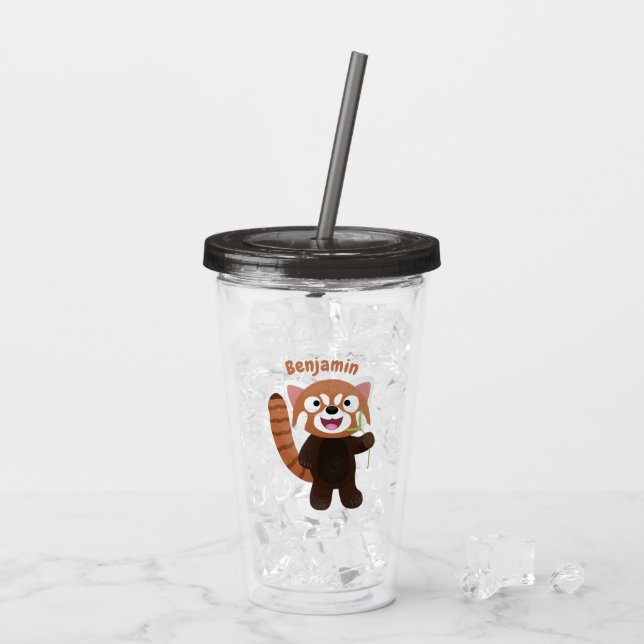 Vaso Acrílico Ilustración de dibujos animados de panda rojo lind (Reverso (hielo))