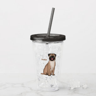 Vaso Acrílico Ilustración de dibujos animados de perro pug diver