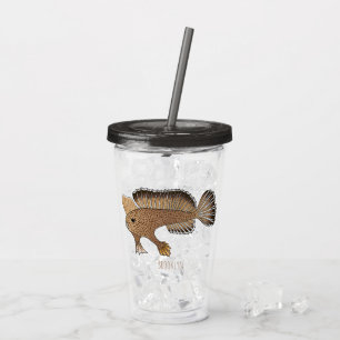 Vaso Acrílico Ilustración de dibujos animados de pez mano