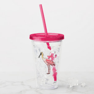 Vaso Acrílico Ilustración de dibujos animados del ave espátula r