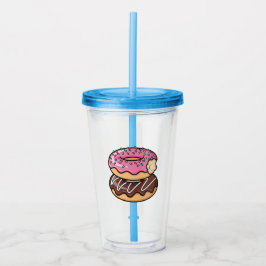 Vaso Acrílico Ilustración de Donuts Apilados Kawaii Adorable