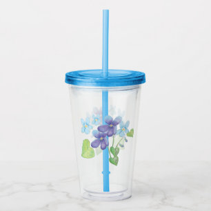 Vaso Acrílico Ilustracion de flores violetas silvestres
