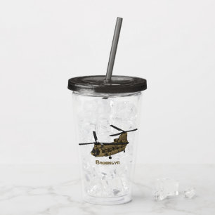 Vaso Acrílico Ilustracion de helicópteros militares de Chinook