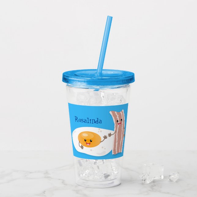 Vaso Acrílico Ilustracion de huevo de kawaii y personalizado de  (Reverso (hielo))