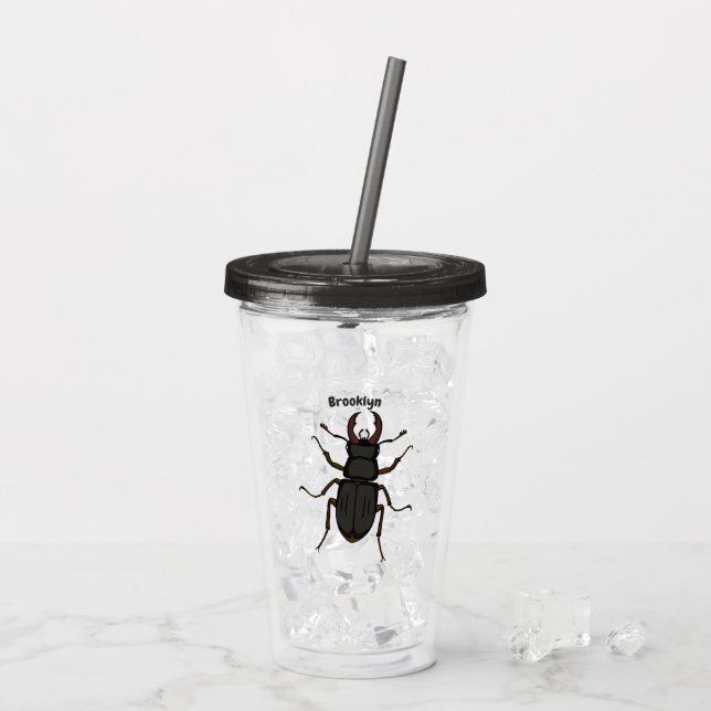 Vaso Acrílico Ilustración de insecto escarabajo ciervo (Reverso (hielo))