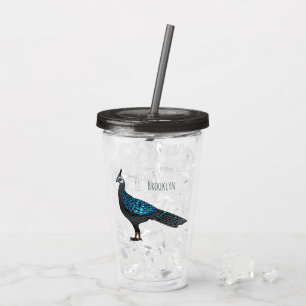Vaso Acrílico Ilustracion de pájaro faisán palawan personalizado