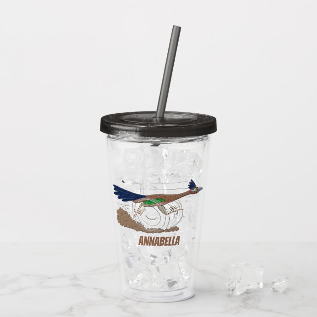 Vaso Acrílico Ilustracion de pájaro personalizado de pista diver (Reverso (hielo))
