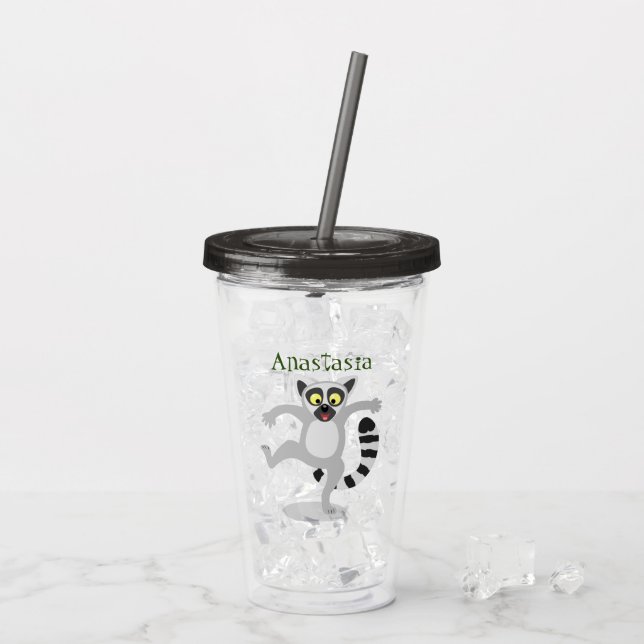 Vaso Acrílico Ilustracion de personalizado bailador de lémur de  (Reverso (hielo))