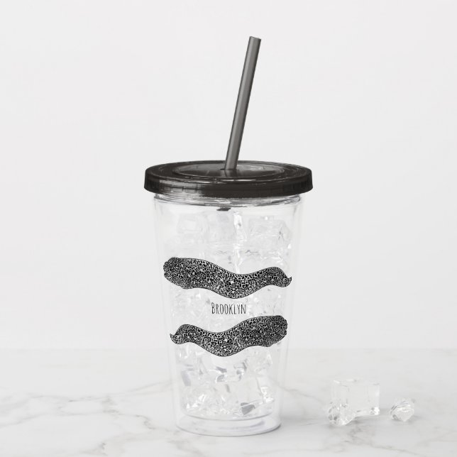 Vaso Acrílico Ilustracion de personalizado de anguila negra con  (Reverso (hielo))