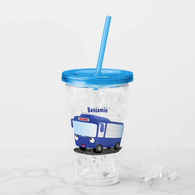 Vaso Acrílico Ilustracion de personalizado de autobús moderno az (Reverso (hielo))