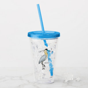 Vaso Acrílico Ilustracion de personalizado de aves de garza