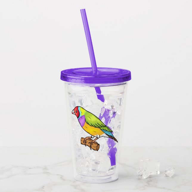 Vaso Acrílico Ilustracion de personalizado de aves silvestres de (Anverso (hielo))