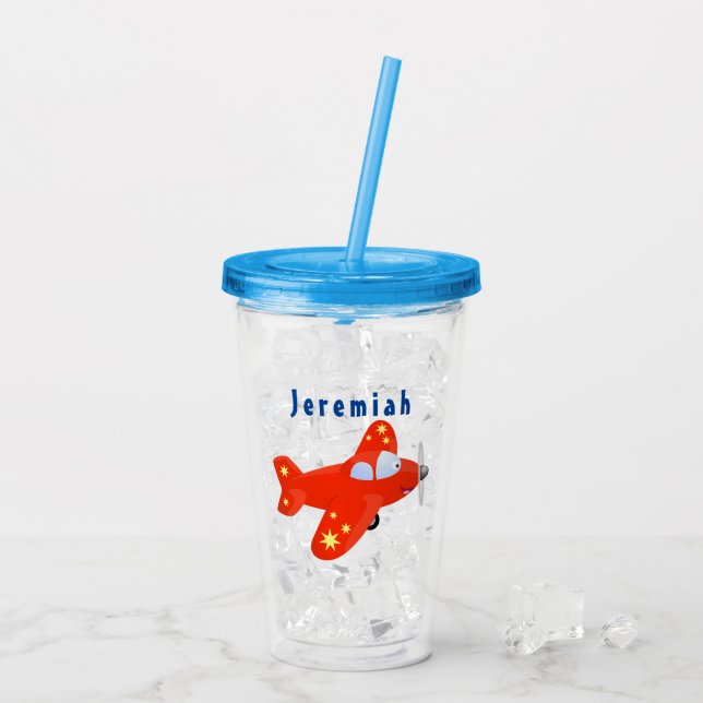 Vaso Acrílico Ilustracion de personalizado de avión rojo con vue (Reverso (hielo))