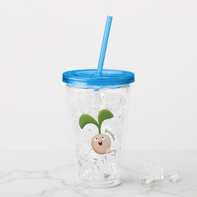 Vaso Acrílico Ilustracion de personalizado de brote de semillas  (Reverso (hielo))