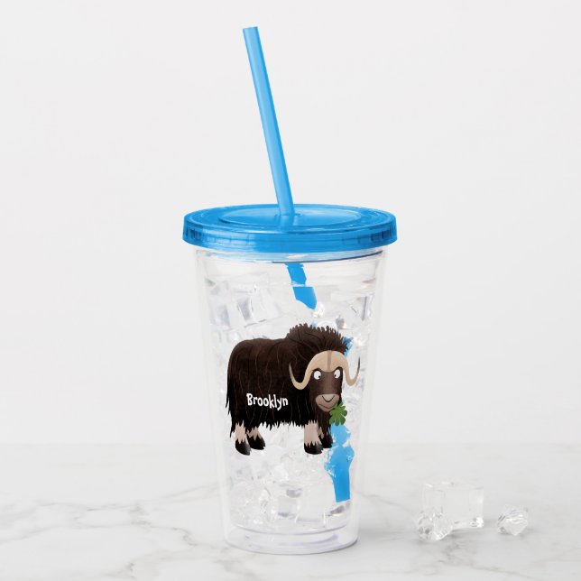 Vaso Acrílico Ilustracion de personalizado de buey hongo (Anverso (hielo))