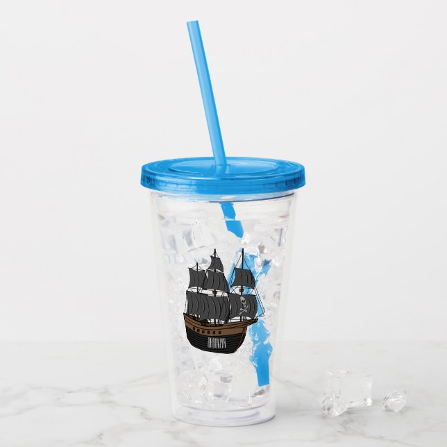 Vaso Acrílico Ilustracion de personalizado de buques piratas (Anverso (hielo))