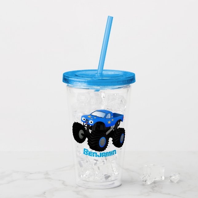 Vaso Acrílico Ilustracion de personalizado de camión monstruoso  (Reverso (hielo))