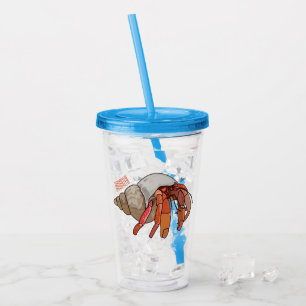 Vaso Acrílico Ilustracion de personalizado de cangrejo ermitaño