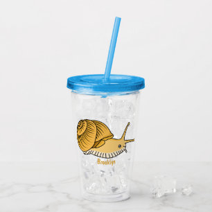 Vaso Acrílico Ilustracion de personalizado de caracol amarillo