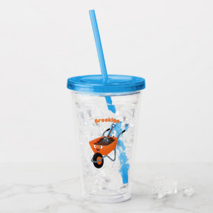 Vaso Acrílico Ilustracion de personalizado de carretilla naranja