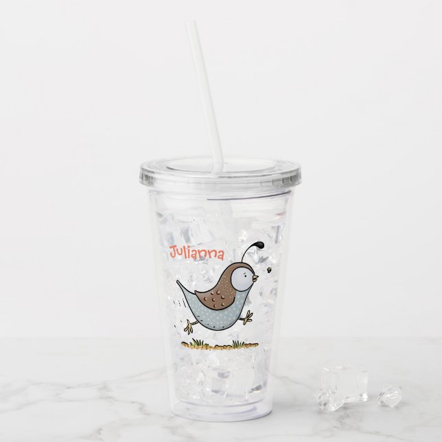 Vaso Acrílico Ilustracion de personalizado de codorniz alegre (Anverso (hielo))