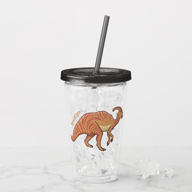 Vaso Acrílico Ilustracion de personalizado de dinosaurios de par (Reverso (hielo))