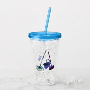 Vaso Acrílico Ilustracion de personalizado de escobas y mopas