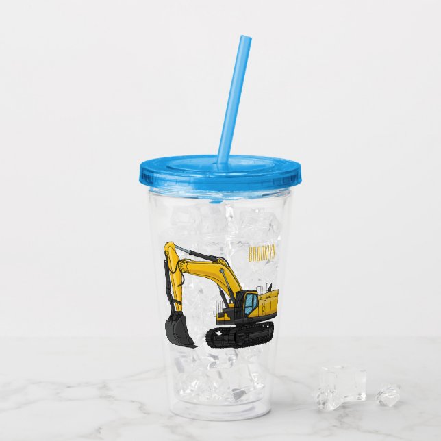 Vaso Acrílico Ilustracion de personalizado de excavadora de rast (Reverso (hielo))