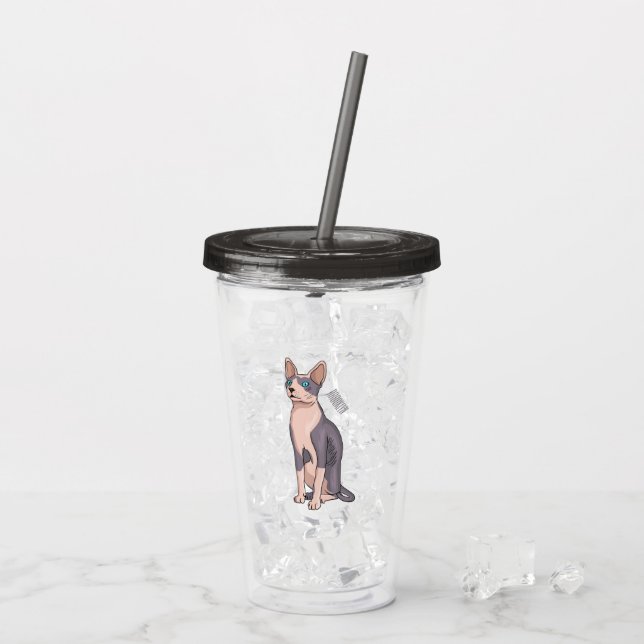 Vaso Acrílico Ilustracion de personalizado de gatos Sfinx (Reverso (hielo))