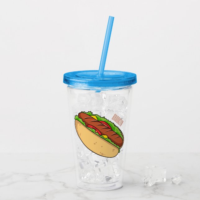 Vaso Acrílico Ilustracion de personalizado de hot dog (Reverso (hielo))
