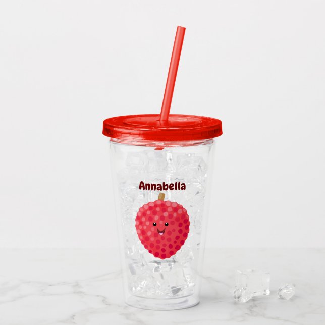 Vaso Acrílico Ilustracion de personalizado de linché rosado (Reverso (hielo))