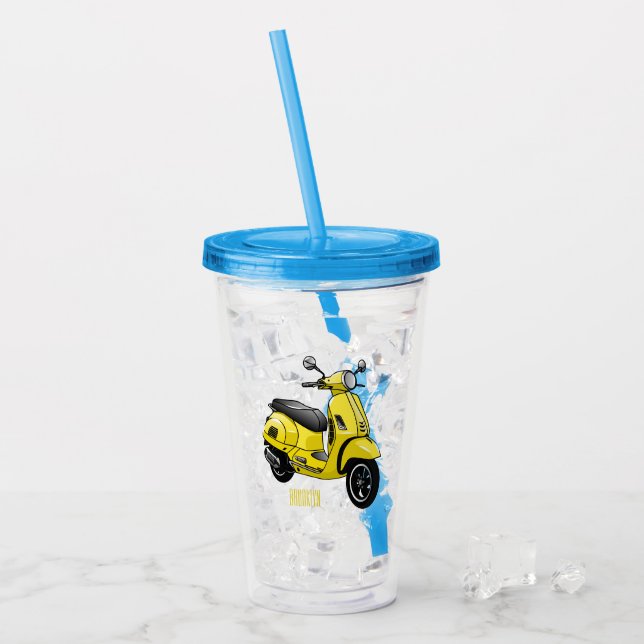Vaso Acrílico Ilustracion de personalizado de motocicleta con ci (Anverso (hielo))