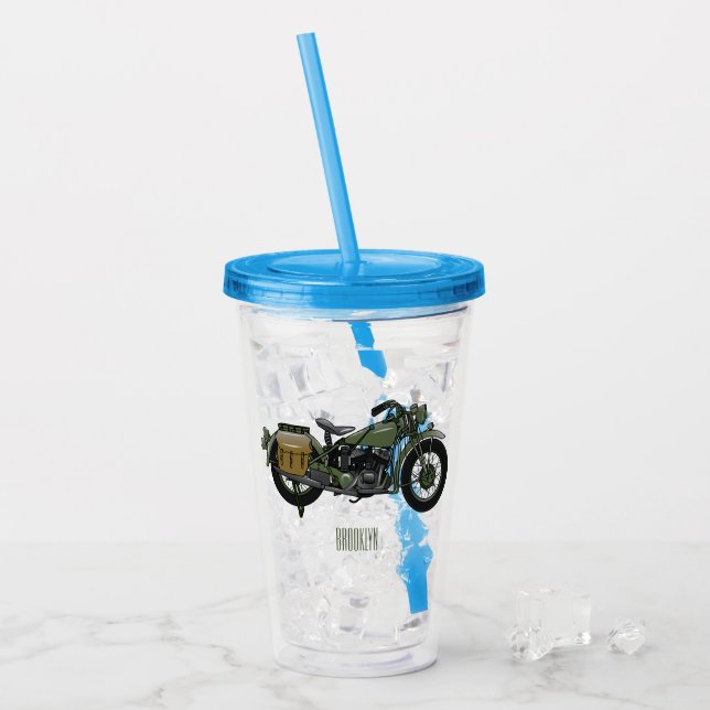 Vaso Acrílico Ilustracion de personalizado de motocicleta de cru (Anverso (hielo))