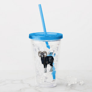 Vaso Acrílico Ilustracion de personalizado de ovino Mouflon