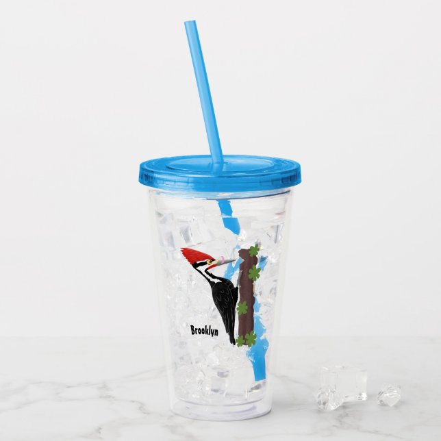 Vaso Acrílico Ilustracion de personalizado de pájaros carpintero (Anverso (hielo))