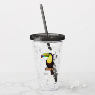 Vaso Acrílico Ilustracion de personalizado de pájaros toscanos c