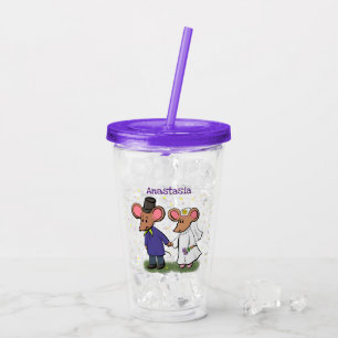 Vaso Acrílico Ilustracion de personalizado de pareja de ratones