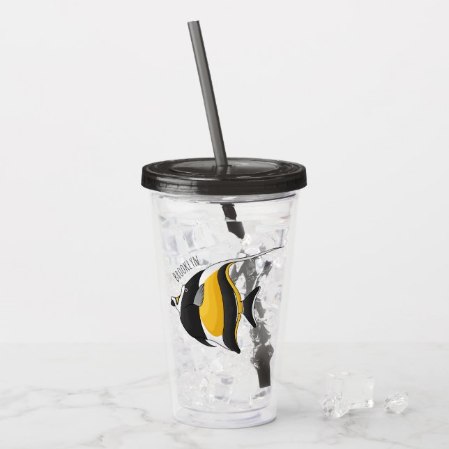 Vaso Acrílico Ilustracion de personalizado de peces moro (Anverso (hielo))