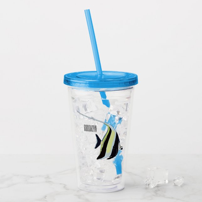 Vaso Acrílico Ilustracion de personalizado de peces moro (Anverso (hielo))
