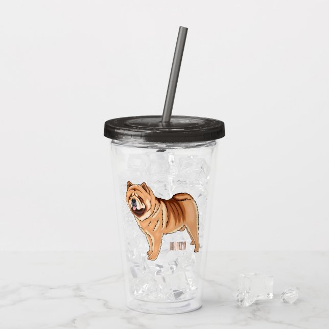 Vaso Acrílico Ilustracion de personalizado de perro Chow Chow (Reverso (hielo))