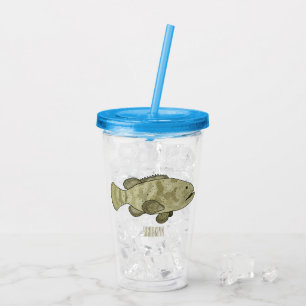 Vaso Acrílico Ilustracion de personalizado de pescado de grupo