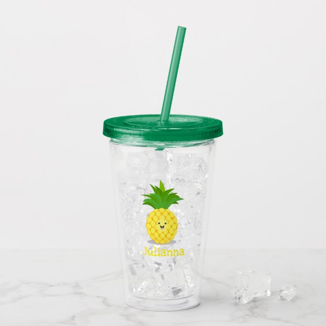 Vaso Acrílico Ilustracion de personalizado de piña cuta (Reverso (hielo))
