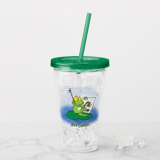 Vaso Acrílico Ilustracion de personalizado de rana verde lindo (Reverso (hielo))