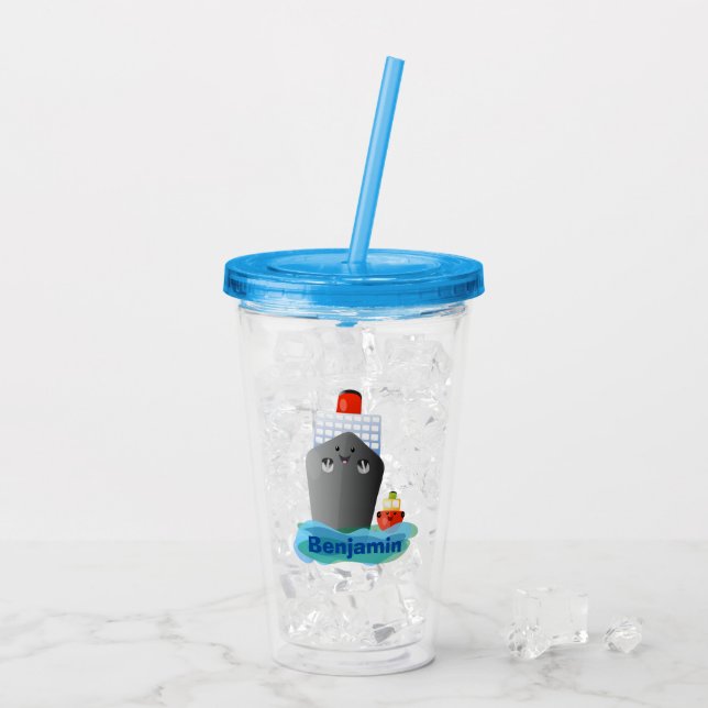 Vaso Acrílico Ilustracion de personalizado de remolcador de barc (Reverso (hielo))