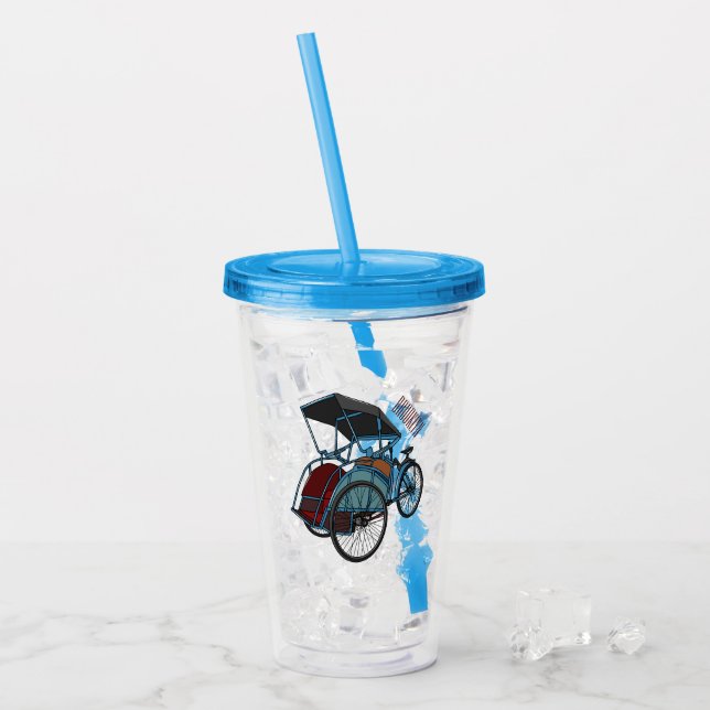 Vaso Acrílico Ilustracion de personalizado de rickshaw en bicicl (Anverso (hielo))